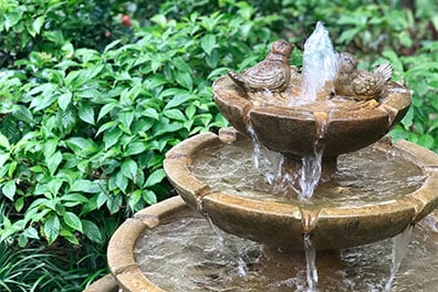 Garden fountain outdoor water feature installed by Palominos Landscaping of Caldwell Idaho